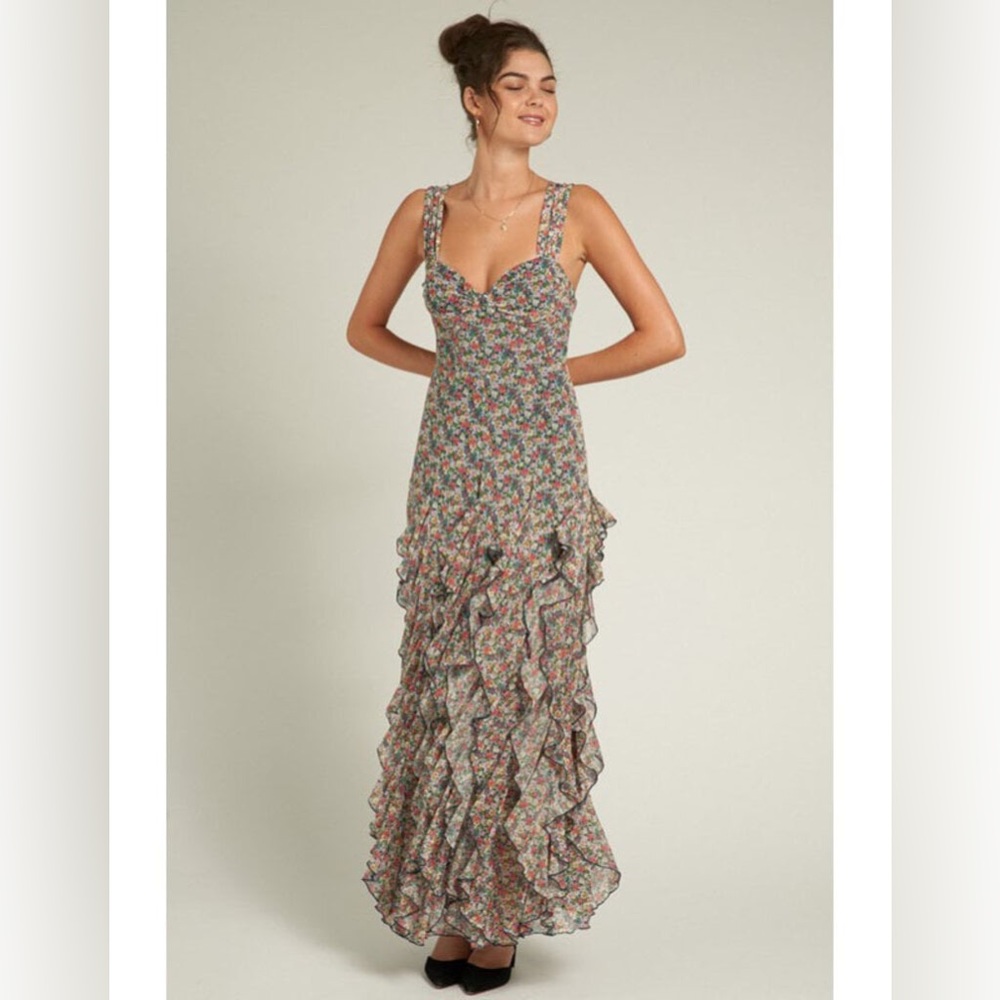 Floral Mesh Maxi Dress